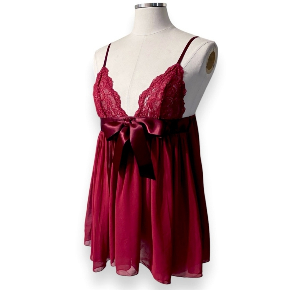 VICTORIA’S SECRET Deep Red Pleated Babydoll Lingerie Top